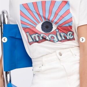 Maje White silkscreen printedt-shirt  'Imagine' Eye Tee - 1